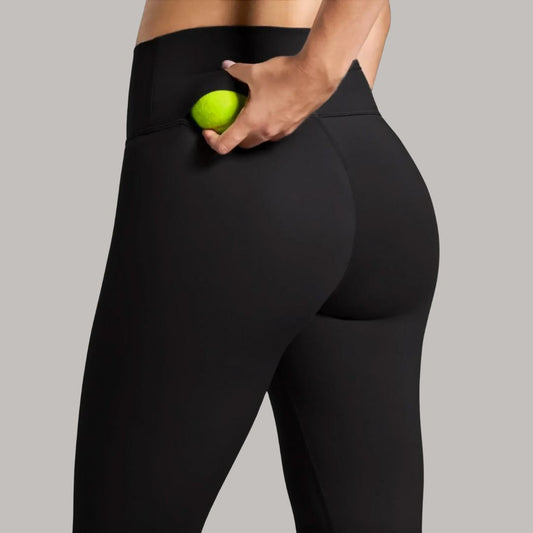 Women's Padel Leggings High Waisted - With Ball Pocket - Black
