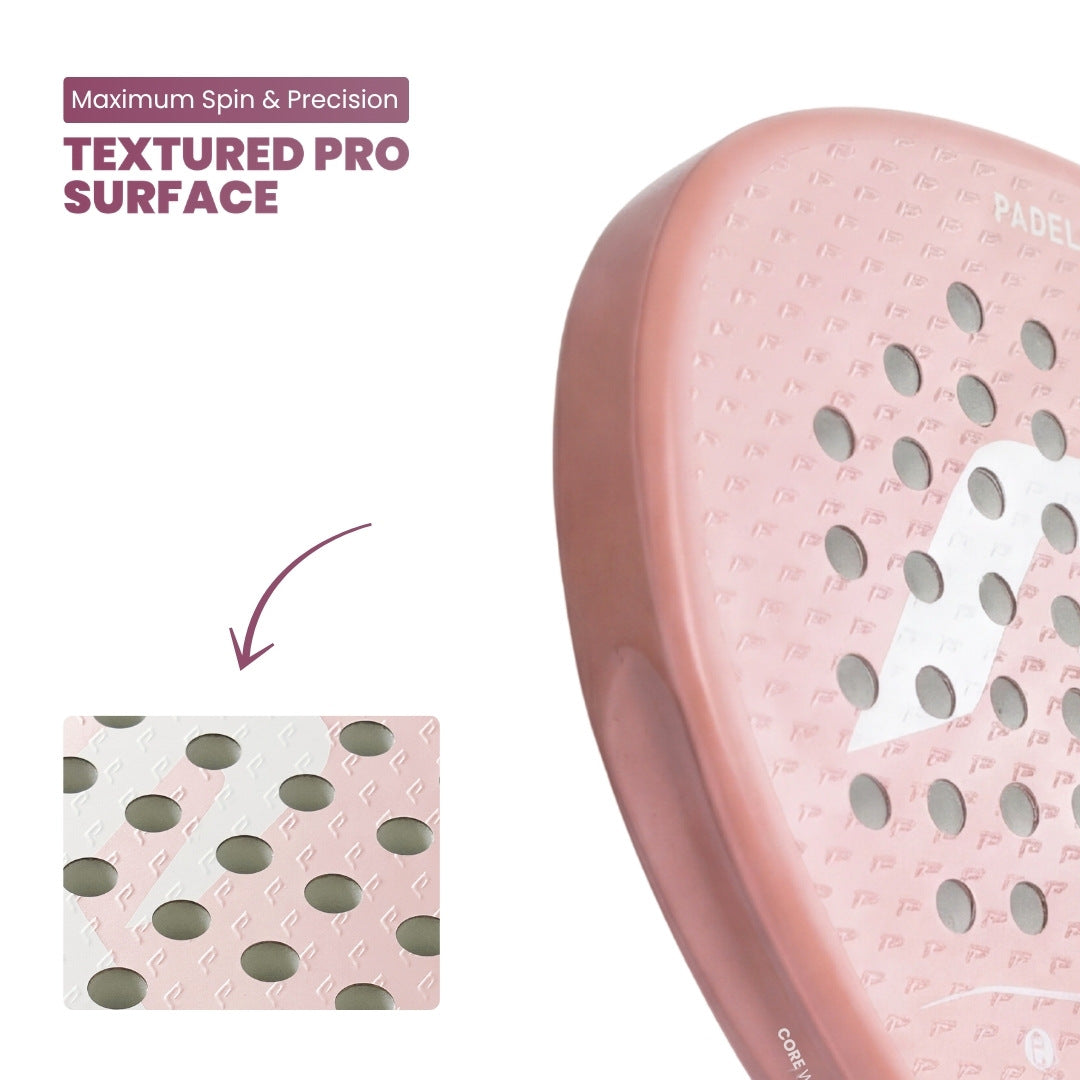 <tc>Pala de pádel Light+ 100 % carbono - rosa</tc>