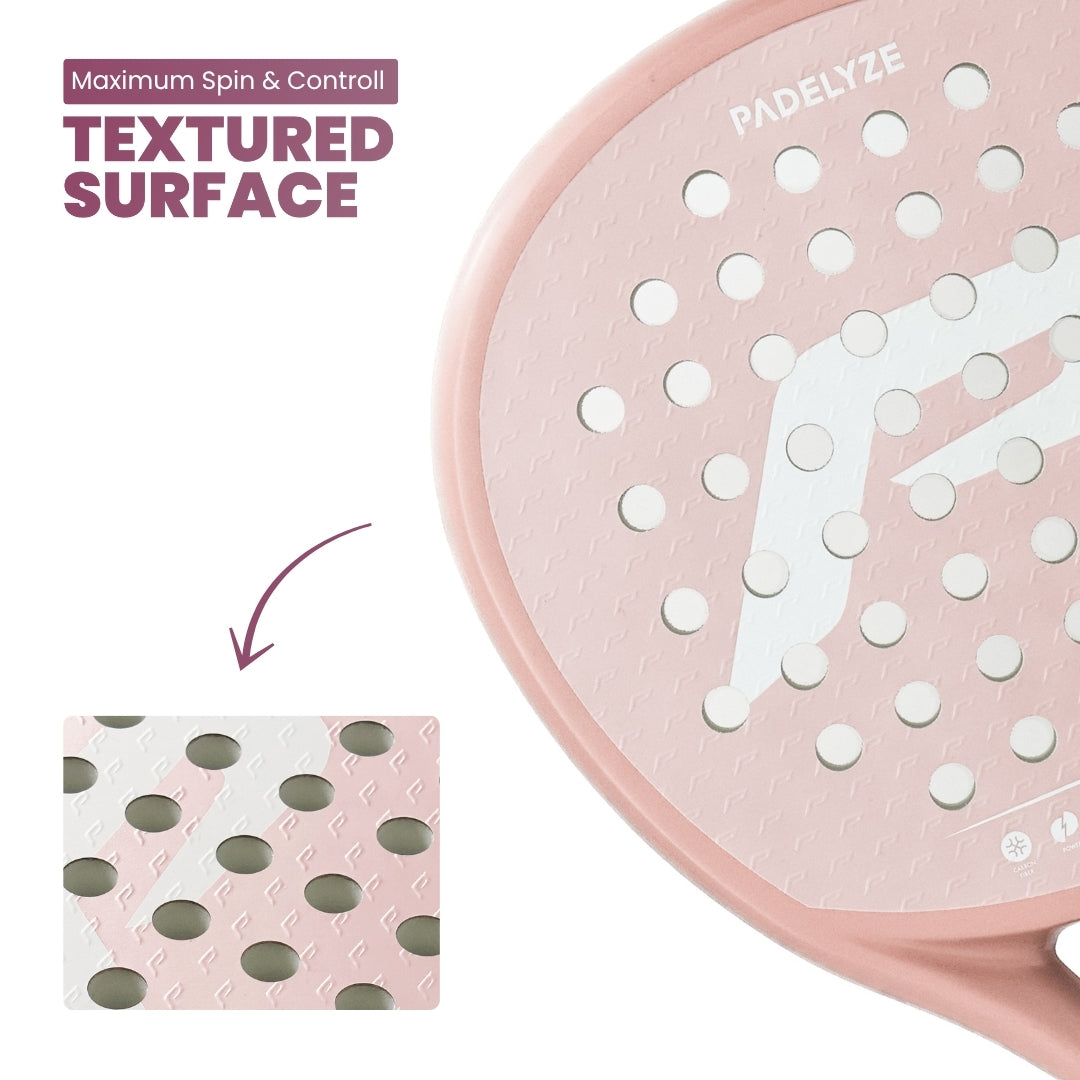 Padel Racket Light+ Volledige koolstof - roze