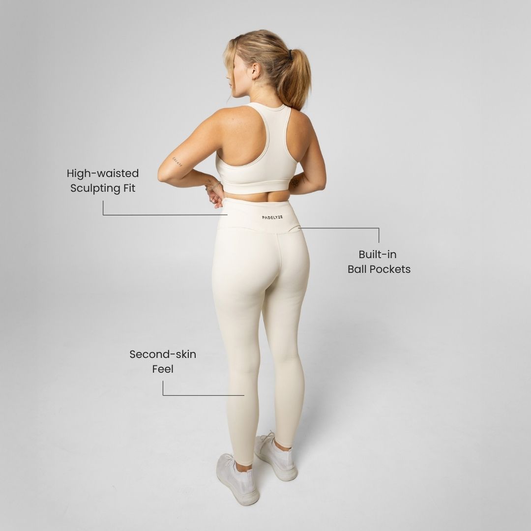 <tc>Padel Leggings Damen - hoch tailliert - mit Balltasche</tc>