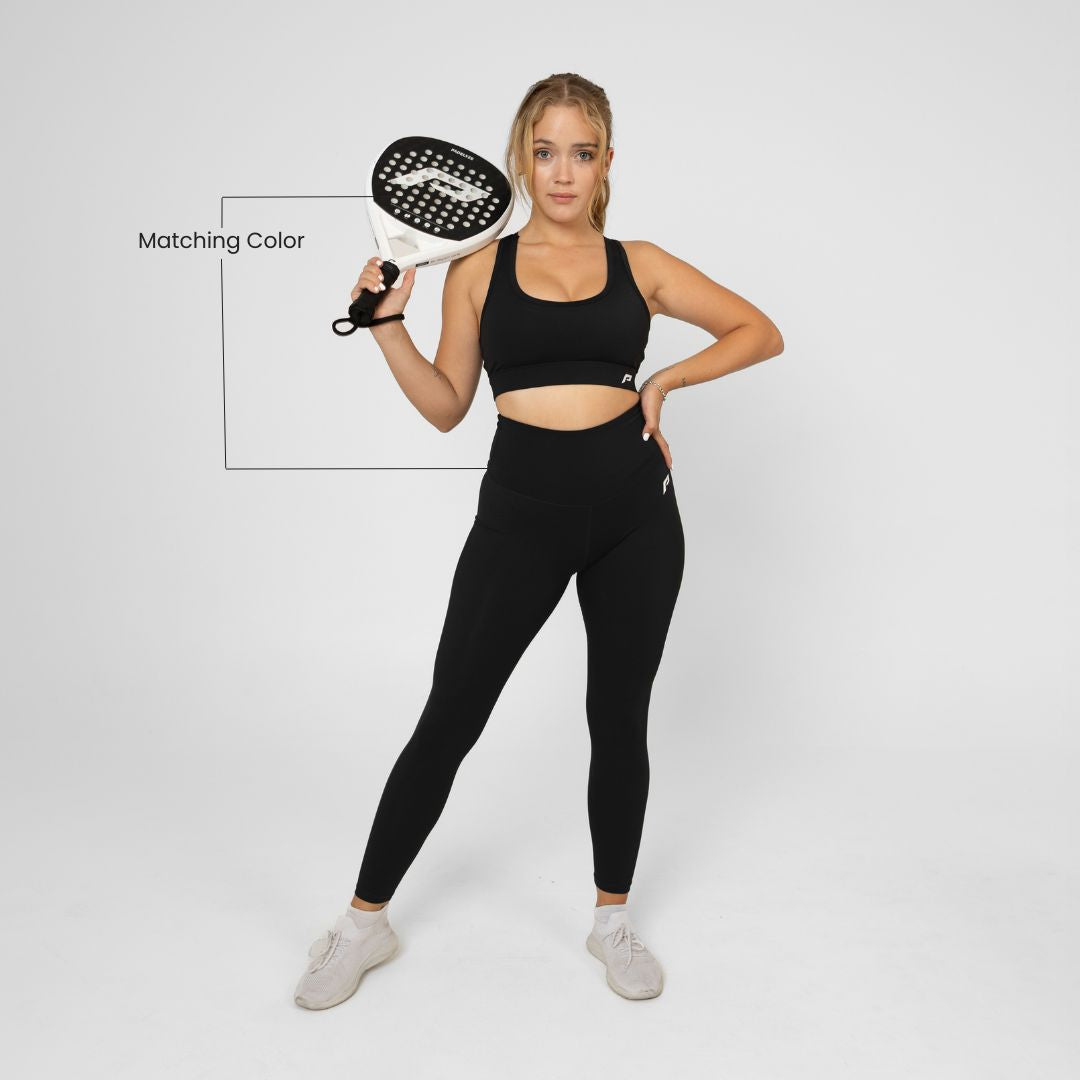 <tc>Padel Leggings Damen - hoch tailliert - mit Balltasche</tc>