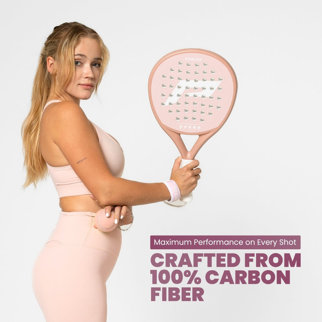 Padel Racket Light+ Volledige koolstof - roze
